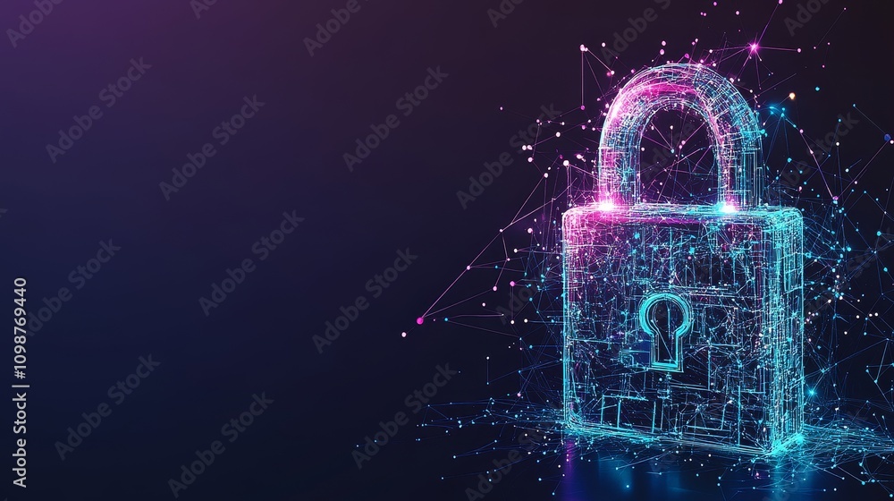 Poster concept of cybersecurity technology that prevents fraud and safeguards privacy data networks. illust