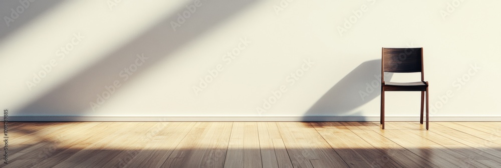 Poster bright light streams into the room, highlighting the polished wooden floors and creating shadows fro
