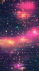 Obraz premium Abstract digital background with vibrant colors and glowing particles in pink, purple, and blue hues.