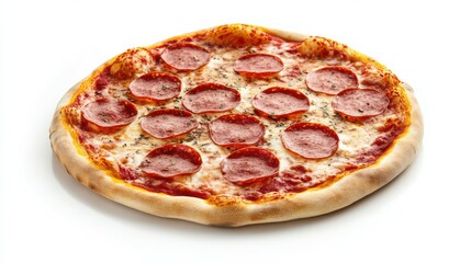 Pizza Pepperoni, isolated on white background, full depth of field