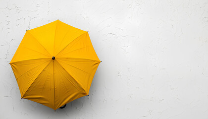 Stylish open yellow umbrella isolated on white