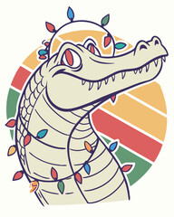 Festive Alligator Illustration Vector Art Colorful Design Playful Environment Creative Viewpoint Fun Concept