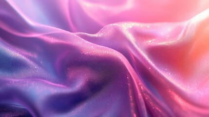 Obraz premium Trendy rainbow holographic abstract background showcasing soft pastel textile textures in violet, pink, and mint with a dreamy blurred effect.