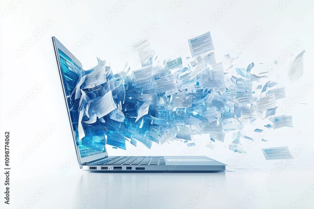 Poster dynamic explosion of digital documents from a laptop