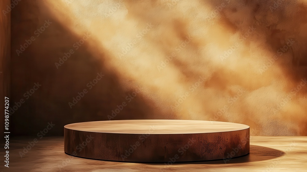 Poster rendering of abstract display podium platform for advertising and product presentation. clean scene 