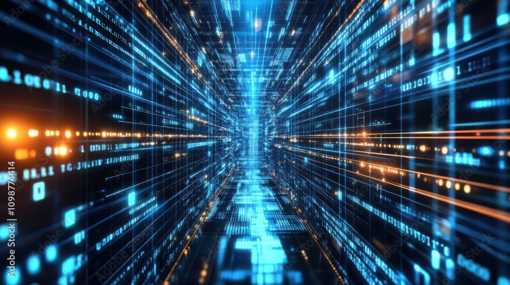 Poster digital background, can be used in the description of network abilities, technological processes, di