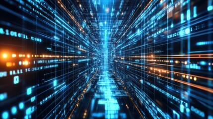 Fototapeta premium Digital background, can be used in the description of network abilities, technological processes, digital storages, science, education