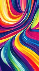 Naklejka premium Vibrant abstract colors swirl together in a mesmerizing wave of rainbow hues, creating a dynamic visual experience.
