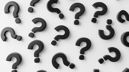 Naklejka premium 白背景に散らばるクエスチョンマーク