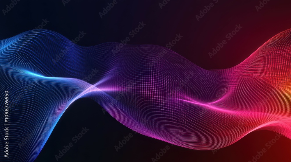 Poster dynamic and futuristic neon lines on a dark background.