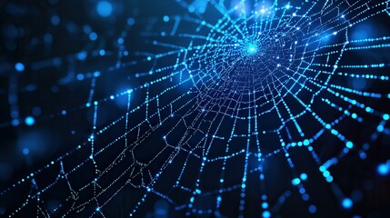 Obraz premium Spider web with dots of light in a futuristic technology concept on a transparent background