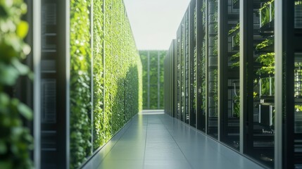 the integration of green data centres and sustainable computing practices in the tech industry isolated on white background, cinematic,