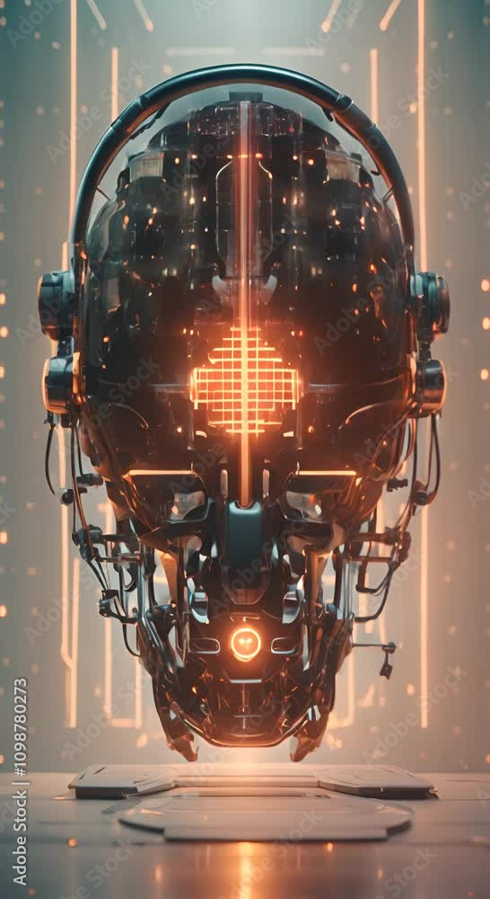 Poster idea concept in the form of a cyber brain ai animation video 4k vertical