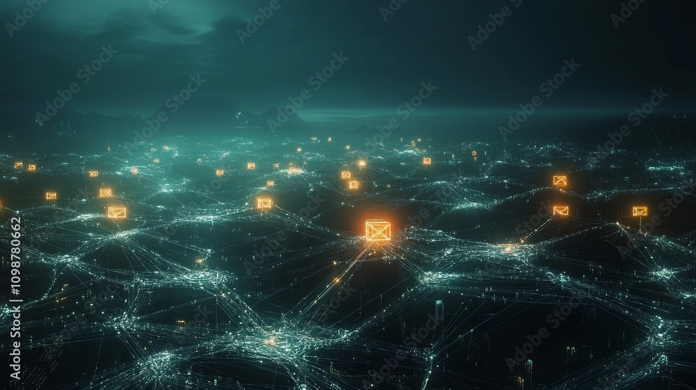 Poster global network communication: futuristic email system