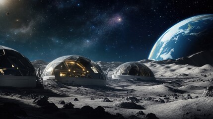 An imaginative 3D animation of a sustainable lunar colony