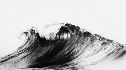 Flowing, dynamic black and white waves