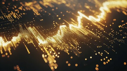 In this 4K animation, a growing graph and Success Arrow of a currency rate or income are shown. Economics infographics with global data. Motion background with changing dots.