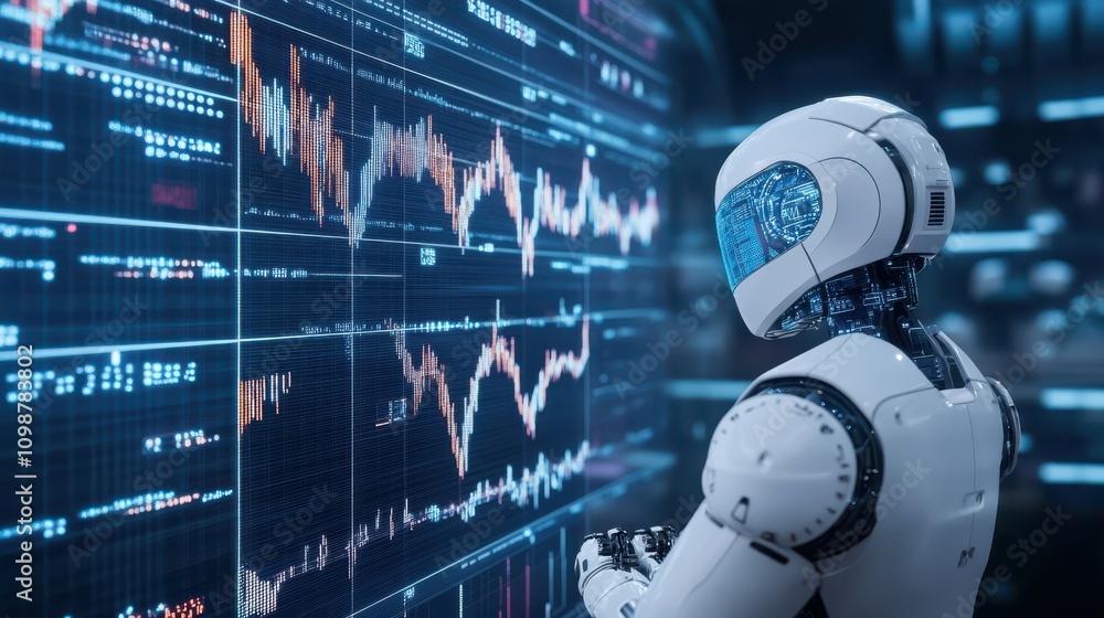 Poster using big data technology, data science, and stock market analysis on a virtual screen. computing, g