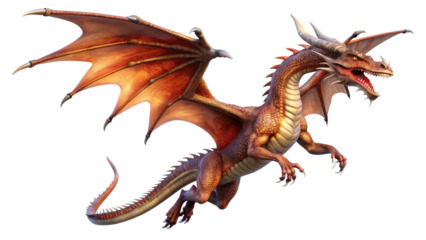 Majestic dragon soaring through the sky with outstretched wings, showcasing intricate scales and fierce expression during a mythical adventure