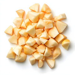 Close up shot of a chopped Gala apple fruit on a white background