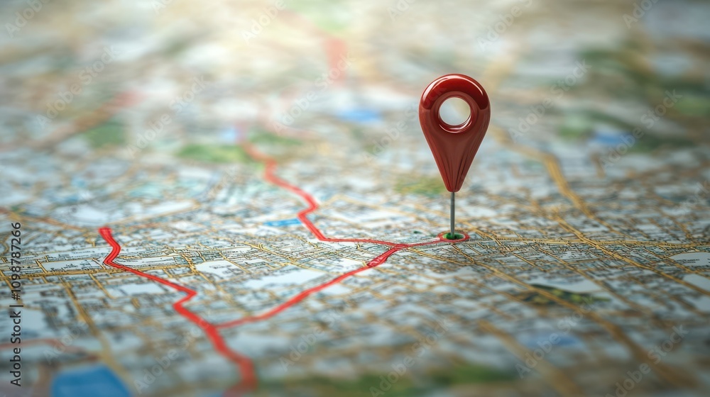 Poster with digital gps location on the map and pin route path concept.