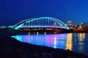 Obraz premium Illuminated Bridge at Night