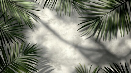 Obraz premium Shadow overlay effect on tropical leaves with transparent background, palm leaf shadows in 3D 3d rendering