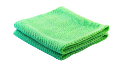 Soft green microfiber cloth stacked neatly, perfect for cleaning and dusting tasks in home or office settings