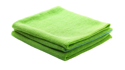Soft green microfiber cloth stacked neatly, perfect for cleaning and dusting tasks in home or office settings