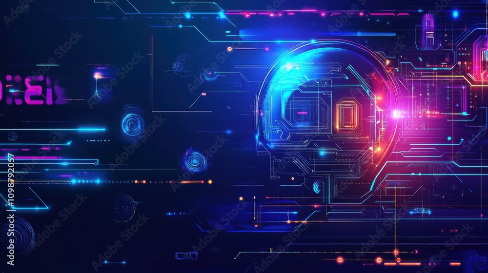 Aufkleber stock banners with ai text and futuristic elements are available in many formats