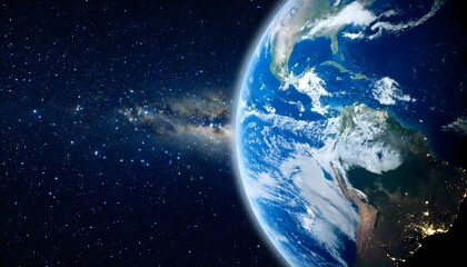 Naklejka premium Earth at Night: South America and the Milky Way