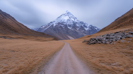 Panoramic View of Mount Dhaulagiri Against White Sky, Nepal Himalaya