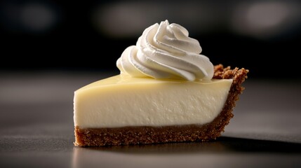 A slice of cheesecake with whipped cream on top