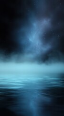 Fototapeta premium A dark blue sky with a misty fog and stars in the background