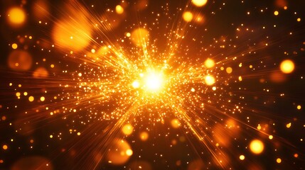 Obraz premium Glowing golden particles burst.
