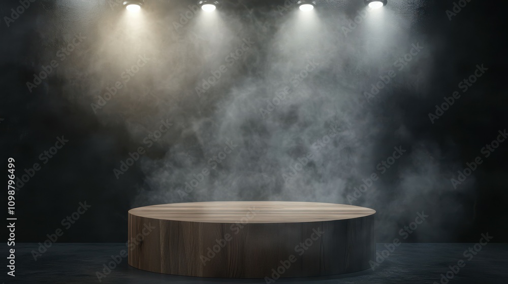 Aufkleber the empty wooden cylinder shape of product display podium, stand for showing or design blank backdro