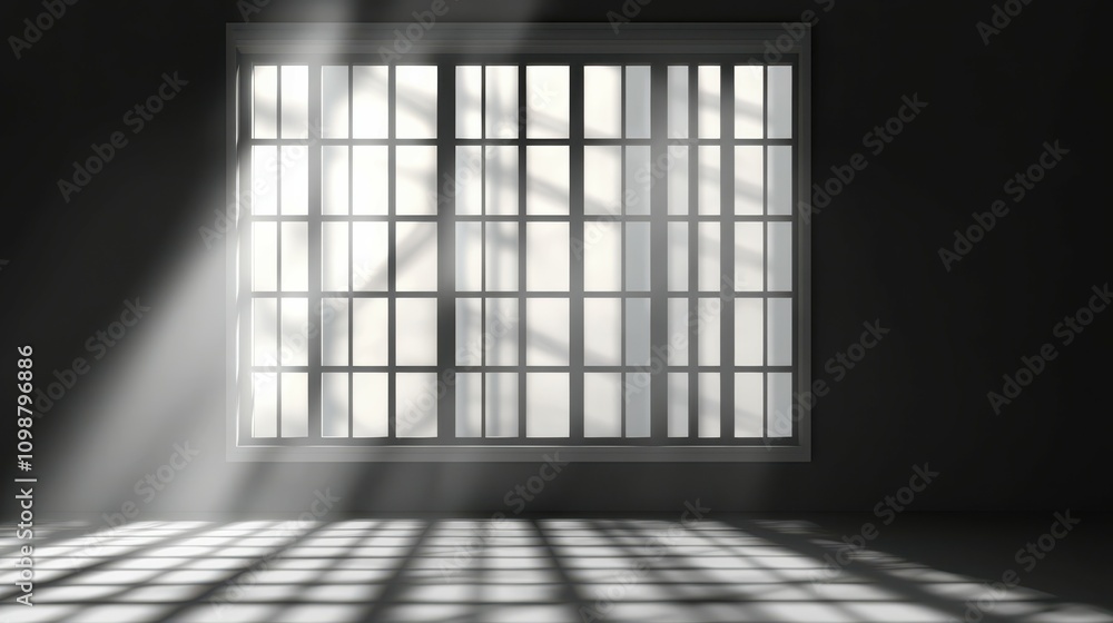 Poster png image of shadow overlay effect isolated on transparent background. light and shadows from window