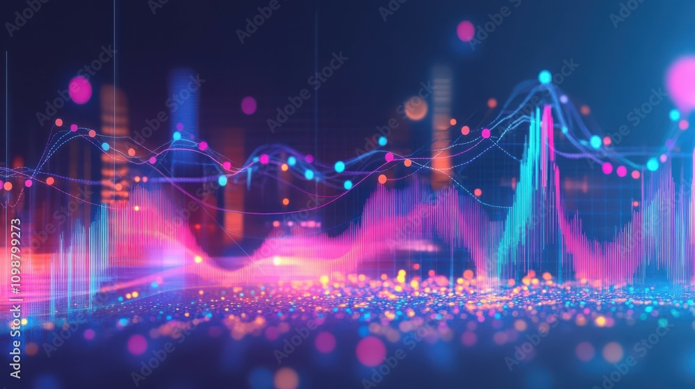 Poster this colorful graph depicts dynamic trends in the stock market and vivid colors in data analysis.