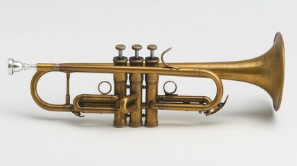 Obraz premium Vintage Trumpet on White Background