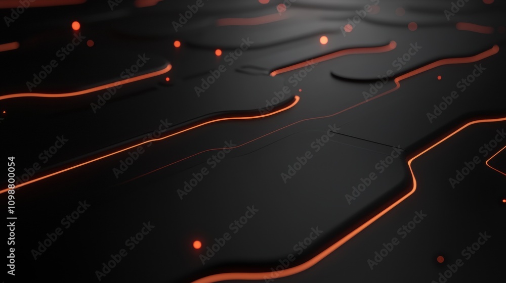 Poster a black and orange background with a grid of squares