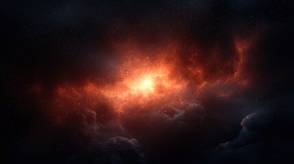 Obraz premium A dark sky with a bright orange star in the middle