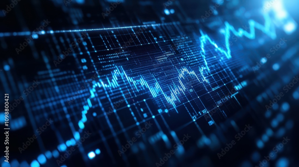 Poster loop animation of a blue chart representing the growth of the stock market. success, rising business
