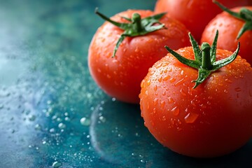 Fresh Red Tomatoes with Water Drops
