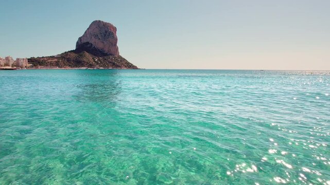 Calpe and Ifach Penon beach clear water in Alicante Mediterranean Spain video