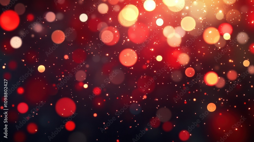 Aufkleber mesmerizing bokeh effect of red particles floating in darkness. warm, glowing orbs create magical at