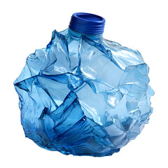 Obraz premium Crushed Blue Plastic Water Bottle Recycling Waste Pollution Environmental Disaster