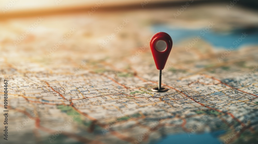 Aufkleber with digital gps location on the map and pin route path concept.