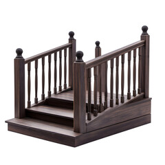 Naklejka premium Dark Wooden Staircase with Railing Exterior Steps Home Design Porch Balustrade