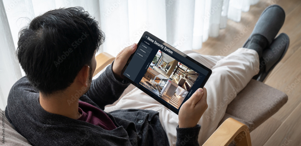 Canvas Prints online home security system showing live view of cctv cameras around the private property snugly