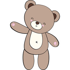 Obraz premium Teddy Bear Standing Waving Cheerfully
